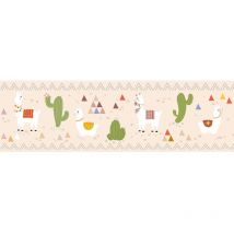 Profhome - Papier peint motif animal 403728 bordure auto-adhésive légèrement texturé avec des motifs animaux mat beige vert rouge jaune 0,75 m2