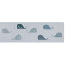 Profhome - Papier peint motif animal 403735 bordure auto-adhésive légèrement texturé avec des motifs animaux mat gris 0,75 m2