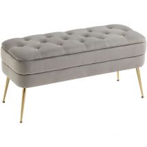 L&h-cfcahl - Ottoman de rangement Gray, Banc d'extrémité de chambre à coucher,Ottoman de rangement en tissu rembourré avec poignée de sécurité,