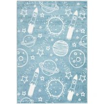 Imagine - Tapis pour chambre d'enfant Astronaute (Bleu et Blanc - 80x150cm)