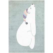 Imagine - Tapis pour chambre d'enfant Motif Ours Blanc (Vert et Blanc - 160x230cm)