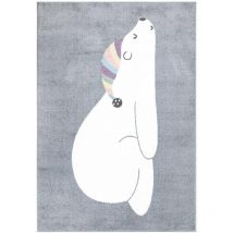 Imagine - Tapis pour chambre d'enfant Motif Ours Blanc (Gris et Blanc - 80x150cm)