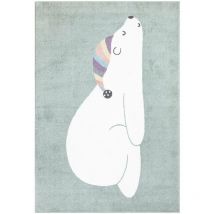 Imagine - Tapis pour chambre d'enfant Motif Ours Blanc (Vert et Blanc - 120x160cm)