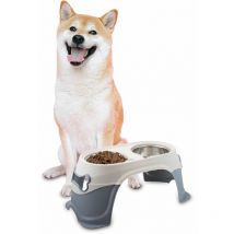 Doppel Hundenapf Futternapf Futterstation Erhöht mit 2 Edelstahlnäpfen - Animel