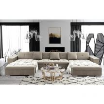 ANIXE - Canapé d'angle panoramique XXL en U - en Tissu (Beige)