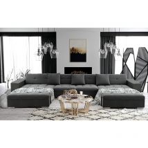 Tendencio - anixe - Canapé d'angle panoramique xxl en u - en Tissu (Gris foncé)