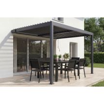 Anlehn-bioklimatische Pergola Piana 3x2 M Aus Grauem Aluminium – Verstellbare Lamellen