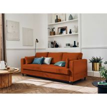 Lisa Design - Anna – 3-sitzer sofa – mit schlaffunktion und tasche – aus samt - rostfarben
