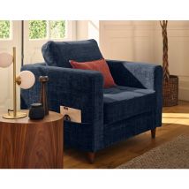 Lisa Design - Anna - fauteuil avec poche en velours texturé - pieds en bois