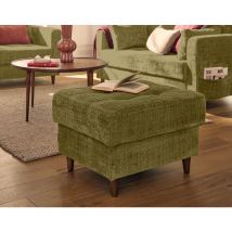 Lisa Design - Anna - pouf en velours texturé - pieds en bois