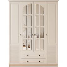 Evuhome - elise xl 4 Door 2 Drawer Mirrored White Wardrobe