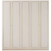 Evuhome - marie 5 Door Gold White Wardrobe