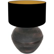 Tischlampe - Lyons - schwarz - holz leinen - ø - Anne Lighting