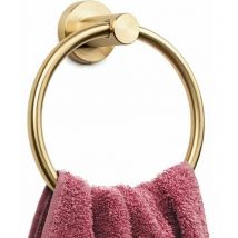 Anneau de serviette en or brossé - Porte-serviettes en or moderne pour mur de salle de bain - Porte-serviettes de salle de bain en acier inoxydable