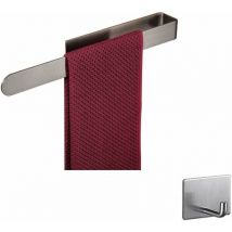 Anneau porte-serviette auto-adhésif pour salle de bain, cuisine, porte-serviette, barre à coller sur le mur, en acier inoxydable, noir mat, type long