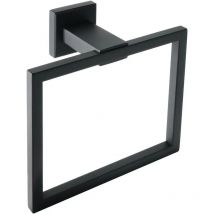 Anneau Porte-Serviettes Murale Support de Serviettes Carré Moderne de Salle de Bain, 16 cm x 15 cm, Finition Noire Mate en Acier Inoxydable