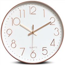 Horloge Murale Silencieuse Quartz de Qualité, Ronde Facile à Lire Horloge Murale Silencieuse or