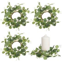 Anneaux de bougie 4 pièces Couronnes de bougies Anneaux de bougie Petites couronnes d'eucalyptus Anneaux de bougie Couronnes
