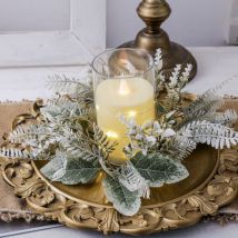 Anneaux de bougies Couronnes de feuilles d'eucalyptus d'hortensia artificielles Petite couronne bohème Bougeoir pilier pour Pâques Mariage Maison