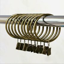 Anneaux de rideau en bronze avec clips/crochets décoratifs en métal robuste avec œillets pour draperie, fenêtres, salle de bain, cuisine à domicile,