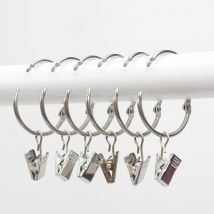 Anneaux pour Rideaux,20 Pièces Anneau Rideau avec Pinces,Décoratif Métal Drapé Clip Crochets Ensemble Diamètre Intérieur de 40mm