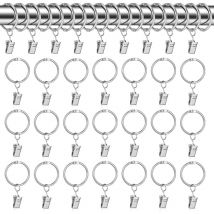 Tigrezy - Anneaux pour Rideaux,30 pcs Anneau Rideau avec Pinces,32mm Clips de Rideau Anneaux,Argent Crochet Rideau,Anneaux pour Tringle à