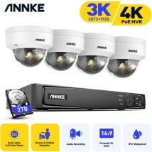 ANNKE 4K H.265+ 8CH Video PoE NVR Surveillance System 3K IR Network Waterproof Camera CCTV Kit 4Cameras - 2TB HDD