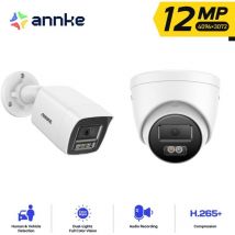 Annke - 12MP Caméra Surveillance Interieur Extérieure,Détection Personne/Véhicule,Couleur Vision Nocturne Accès Distance,1 Balle+1 Tower Caméra