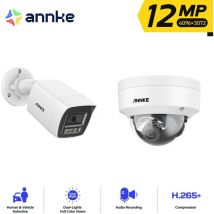Annke - 12MP Caméra Surveillance Interieur Extérieure,Détection Personne/Véhicule,Couleur Vision Nocturne Accès Distance,1 Dôme+1 Balle Caméra