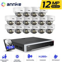Annke - 12MP Kit de Vidéosurveillance Filaire 32CH nvr 16×Caméras Intelligente Double Lumière Vision Nocturne,Alerte Email,Détection Mouvement app/pc