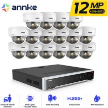 12MP Kit de Vidéosurveillance Filaire 32CH nvr 16×Caméras Intelligente Double Lumière Vision Nocturne,Alerte Email,Détection Mouvement app/pc à