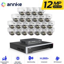 12MP Kit de Vidéosurveillance Filaire 32CH nvr 24×Caméras Intelligente Double Lumière Vision Nocturne,Alerte Email,Détection Mouvement app/pc à