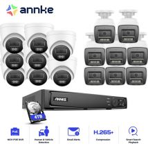 12MP Kit de vidéosurveillance Filaire,16CH nvr avec 16X 12MP Caméra PoE Vision Nocturne en Couleur,APP/PC à distance,8 Tower+8 Balle,4TB hdd - Annke