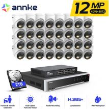 ANNKE 12MP Kit di Videosorveglianza Esterno PoE 32CH NVR 32×Telecamere Intelligenti Doppia Luce Visione Notturna,Avviso E-mail APP/PC Remoto Sistema