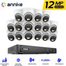 Annke - 12MP Kit Videosorveglianza Esterno, 16 x Telecamere Esterno PoE da 12MP con Audio, nvr da 16CH Rilevamento di Persone/Veicoli, Visione