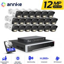 12MP PoE Cámara de seguridad,32ch nvr 20 cámara PoE visión nocturna detección movimiento app/pc remoto kit de videovigilancia,2TB hdd - Annke