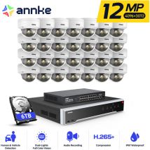 12MP Kit de cámara seguridad cable,32ch nvr 28 cámara PoE visión nocturna detección movimiento kit de videovigilancia app/pc remoto,6TB hdd - Annke