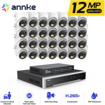12MP Kit de cámara seguridad exteriores,32ch nvr 28 cámara PoE visión nocturna app/pc remoto detección movimiento kit de videovigilancia - Annke