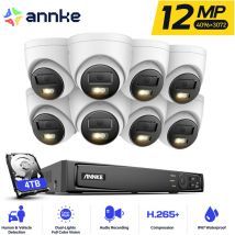 Annke - 12MP PoE Überwachungskamerasystem Außen,8 x 12MP Tower Kameras PoE ip Farbnachtsicht,24/7 Aufzeichnung,4TB hdd
