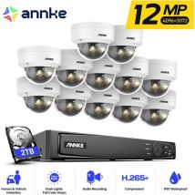 Annke - 12MP PoE Videoüberwachungsset Außen,12 x 12MP Dome Kameras PoE ip Farbnachtsicht,24/7 Videoüberwachung,2TB hdd