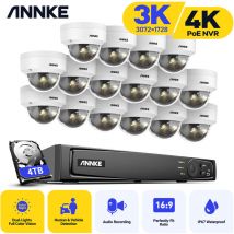 16 Channel PoE Security System nvr Surveillance Kit System H.265+ Support IP67 Weatherproof cctv Camera Kit,16 × Cameras - 4TB hdd - Annke