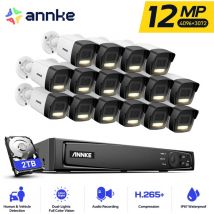 Annke - 16 Kanal 12MP PoE Überwachungskamerasystem,16 x 12MP PoE ip Außenkameras 24/7 Aufzeichnung, Farbnachtsicht,2TB hdd