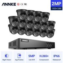 16CH Kit de surveillance,H.265+ 5 en 1 dvr surveillance à distance ir vision nocturne imperméable cctv sécurité système 16caméras - 0TB hdd - Annke