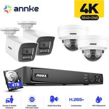 Annke - 16CH 4K PoE Security Camera System, 8MP 4 Bullet + 4 Dome Outdoor Surveillance Camera Night Vision, 4TB