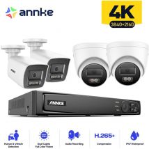16CH 4K PoE Système de Caméras de Sécurité,8MP 4 Bullet + 4 Tower Caméra de Surveillance Extérieure Vision Nocturne - Annke