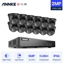 ANNKE 16CH 1080P Lite système de vidéosurveillance 12pcs 2.0MP caméras dôme de sécurité extérieures Kit de vidéosurveillance de surveillance vidéo IR
