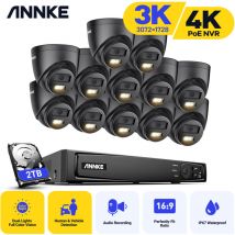16CH H.265+ Super hd poe nvr Video Security System 3K 12×Dome Cameras Security Camera System Outdoor Waterproof - 2TB hdd - Annke