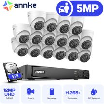 16CH Kit Videosorveglianza nvr 16 Telecamera Intelligenti ir Visione Notturna Eseterno Telecamera Sistema di Sorveglianza Accesso Remoto 4TB - Annke