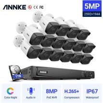 Annke 16CH Système de sécurité vidéo réseau Super hd PoE 5MP 16 caméras style a – 1TB