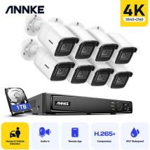 ANNKE 8CH 4K Ultra HD système de sécurité vidéo réseau PoE 8CH 4K H.265 + NVR de surveillance avec 8 caméras HD de 8 MP 8 MP - Disque dur de 1 To